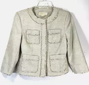 Michael Kors Size 4P/2 Women’s Cropped Collarless Linen Jacket Blazer $198 - Picture 1 of 11