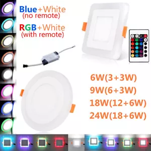 Dual Color White RGB/Blue LED Ceiling Lamp Recessed Panel Downlight Spotlights - Picture 1 of 14