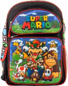 Mochila escolar grande Super Mario 16" bolsa de libros para niños - Imagen 1 de 3