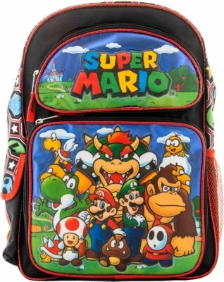 Mochila escolar grande Super Mario 16" bolsa de libros para niños Foto 1 de 3