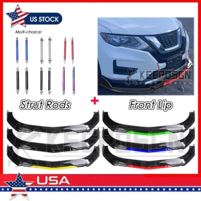 Kit de piezas de carrocería divisor alerón labial parachoques delantero brillante para Nissan Rogue + varillas Foto 1 de 4