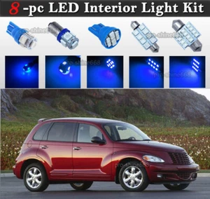 8-pc Blue LED Interior Light Bulbs Package Kit Fit 2001-2010 Chrysler PT Cruiser - Picture 1 of 11