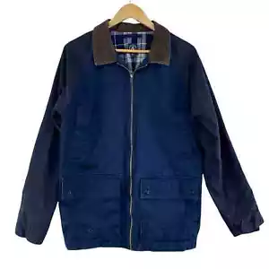 Volcom Kornered Jacket Medium Navy Blue Cotton Flannel Lined Full Zip Pockets - Picture 1 of 12