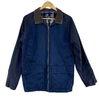 Volcom Kornered Jacket Medium Navy Blue Cotton Flannel Lined Full Zip Pockets - Image 1 of 4