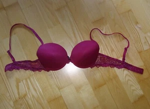 LASCANA Push-Up BH Gr. 75 A beere dunkelpink Spitze UNGETRAGEN - Bild 1 von 3