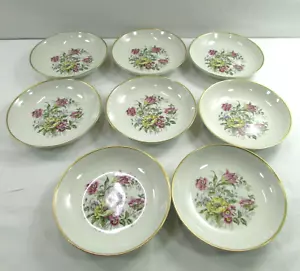 Embassy Vitrified China Pink/White/Purple Flowers (8) - Desert Ice Cream Plate - Picture 1 of 11