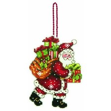 New ListingDimensions Counted Cross Stitch Santa with Bag Christmas Ornament Kit, 3.5' W x