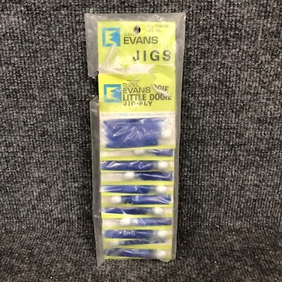 Lot Of 11 Vintage Glen L Evans 1/4 oz White Blue Little Dogie Jig Fly No 748-WBL - Image 1 of 4