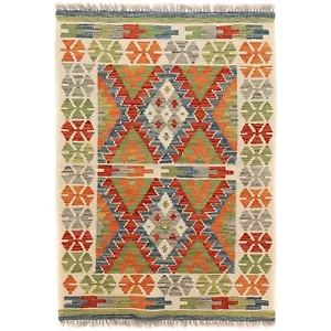 Oriental Flat Weave Hand Made Rug 2'7x3'8 Kilim Flat Chobi Wool Small Rug B26727 - Picture 1 of 8