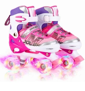 Sowume Adjustable Roller Skates Girls A-Pink/Light Up Wheels Medium 13-3 - Picture 1 of 5