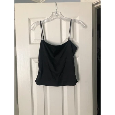 Camiseta sin mangas Aritzia Sunday Best negra satinada bisou cami talla XS acanalada Foto 1 de 4