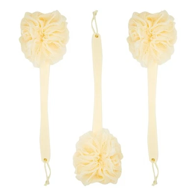 Esponjas de baño fregadoras para espalda corporal - Paquete de 3 cepillos de ducha puf de malla exfoliante Foto 1 de 4