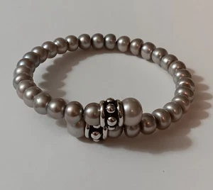 Honora echte Perle hellgrau mit Sterling Silber Design Draht Wickelarmband - Bild 1 von 7