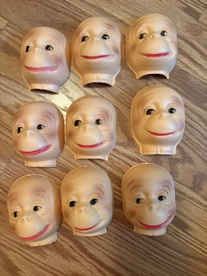 Caras de mono de media cabeza de celuloide vintage - 9 piezas Foto 1 de 2