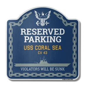 Letrero de barco de diseño de aluminio calibre pesado USS CORAL SEA CV 43 | 18" X 18" - Imagen 1 de 4