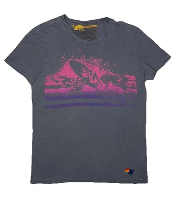 Camiseta Aviator Nation Rainbow Surf SS Gris Frontal Gráfico XS Venice Boarder Foto 1 de 4