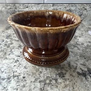Vintage Rumpf Keramik Sockel gewellt braun Tropfglasur Pflanzgefäß F53 TOP - Bild 1 von 7