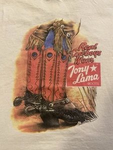 Vintage Jerzees T Shirt Real Cowboys Wear Tony Lama Boots Western Uomo Taglia XL - Foto 1 di 6
