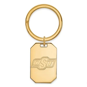 14k Gold Plated Silver Oklahoma State Key Chain - Picture 1 of 4