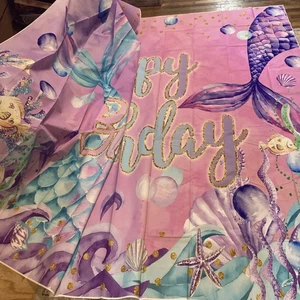 10x8 Feet Mermaid Backdrop Sign Birthday Party Decorations Photography - Picture 1 of 3