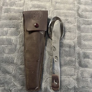 Set utensili vintage Boy Scouts BSA argenteria cucchiaio forchetta coltello inox con custodia - Foto 1 di 6