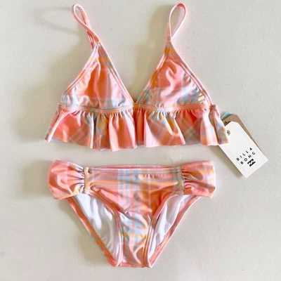 NEW Billabong Girls “Ur A Peach” Ruffle swimsuit in peach -Size 8 - Image 1 of 4