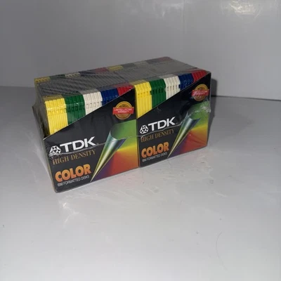 NUEVO Sellado - Disquete TDK 50 Color Disco Alta Densidad 3.5" HD 1.44MB IBM Paquetes 2x25 Foto 1 de 4