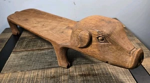 Vintage 1950's Midcentury French Hand Carved Wood Pig Tray Platter 28.5" - Picture 1 of 10