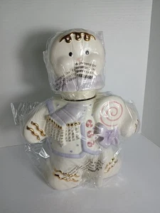 Biscottiera ceramica Lenox uomo pan di zenzero nuova con scatola 2002 vacanze Natale bordo 24k CL - Foto 1 di 18