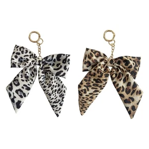 2PCS Unique Leopard Print Bows Keychain Decorative Gift For Any Occasion Present - Picture 1 of 8