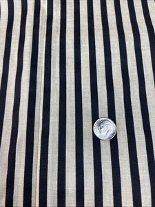 Vintage 1/4 in gestreift schwarz beige gewebter Baumwollstoff 4 yd x 44"w Neu aus altem Lagerbestand - Bild 1 von 7