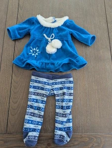 American Girl BITTY BABY TWINS Mädchen WINTER WONDER Kleid Urlaub blau Streifen - Bild 1 von 3