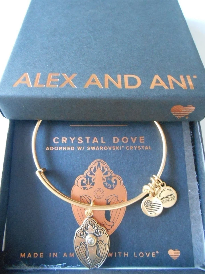 Alex and Ani Crystal Dove Rafaelian Gold Bangle Bracelet