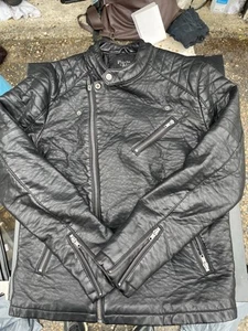 Porter + Ash Black Faux Leather Style Biker Jacket Size Small -00009 - Picture 1 of 4