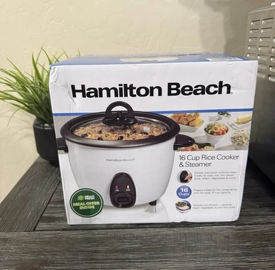 Arrocera y vaporera de alimentos Hamilton Beach 16 tazas 37516 totalmente nueva  Foto 1 de 4