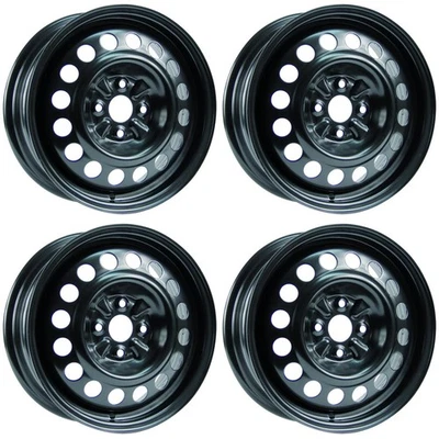 Set of 4 15in Black Steel Wheel Rims for 2005+ Kia, RTX59E3 15x5.5 4x100 ET45 4L - Image 1 of 4