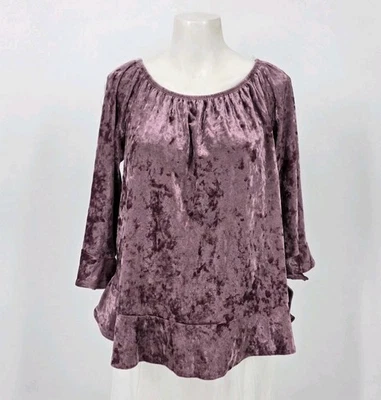 Валери Стивенс бархат/велюр верхний SZ S розовый Bell рукав крестьянин богемное романтический - Изображение 1 из 4