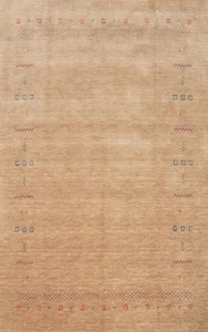 Tribal Brown Handmade Area Rug 6x9 Elegant Neutral Toned Wool Carpet - Picture 1 of 11