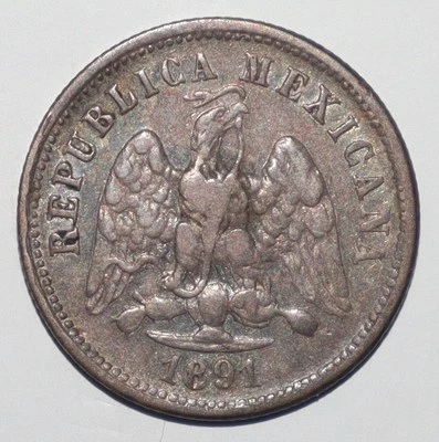 México 1891 Do P 10 Centavos (L195) Foto 1 de 2