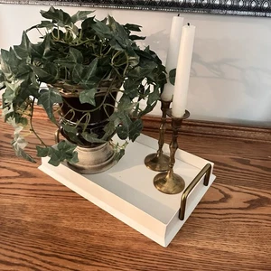 Modern White Metal Decor Tray Gold Handles - Hearth & Hand™ W Magnolia Tray Only - Picture 1 of 7