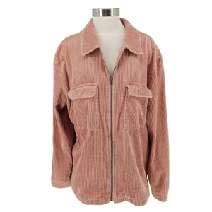 Urban Outfitters Corduroy Jacket Blush Pink Long Sleeve Full Zip Coat Mens XL - Picture 1 of 9