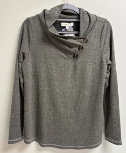Maglione donna Hailey & Co grigio antracite triblend collo cappuccio bottoni piccolo - Foto 1 di 5
