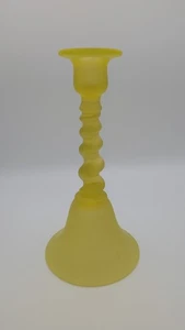 Antique Tiffin Satin Vaseline Twist Spiral Glass Candlestick Candle Holder 8” H - Picture 1 of 4