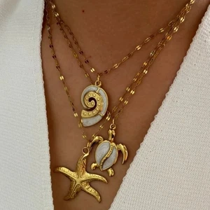Turtle Conch Design Elegant Necklace Turtle Conch Necklace Party Jewelry - Picture 1 of 13
