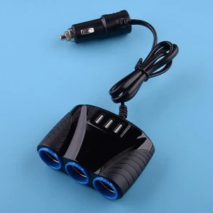 Car Cigarette Lighter Socket Splitter 3 Way 3 USB Port Charger Power Adapter n - Picture 1 of 5