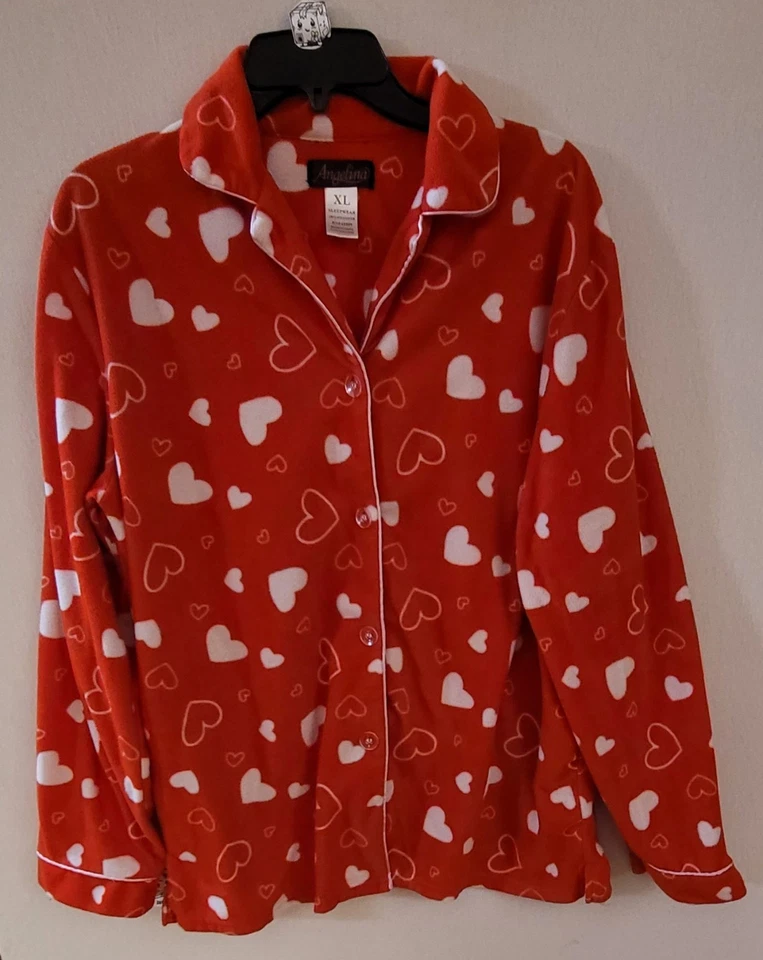 Angelina Ropa de Dormir Corazones Rojos y Blancos Mujer’s Pijama Set XL Poliéster  Foto 1 de 4