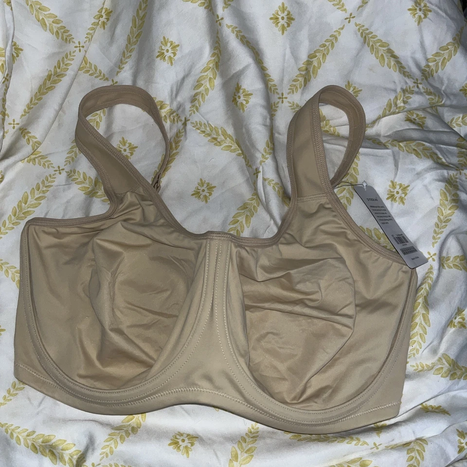 Syrokan Women's Max Control High Impact Underwire Beige Sports Bra Size 38F