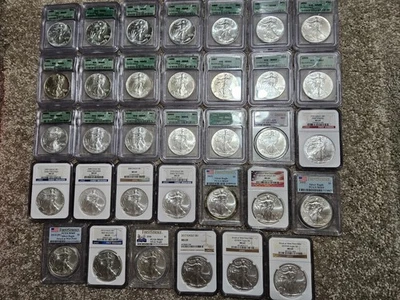 🌟(34) 1986-2019 American Silver Eagle $1 MS69 ICG/NGC/PCGS, 34 oz TOTAL w/1996 - Image 1 of 4