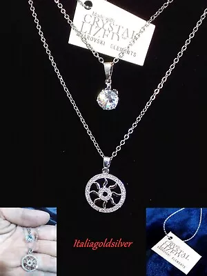 Collana Donna Cristalli  SWAROVSKI ORIGINALI  Rodiata Argento 925 Gioielli Sposa - Immagine 1 di 4