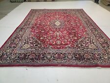 Antique Oriental Hand-Knotted Wool Area Rug Red/Blue Live/Dine Room 9'7" x 12'5"